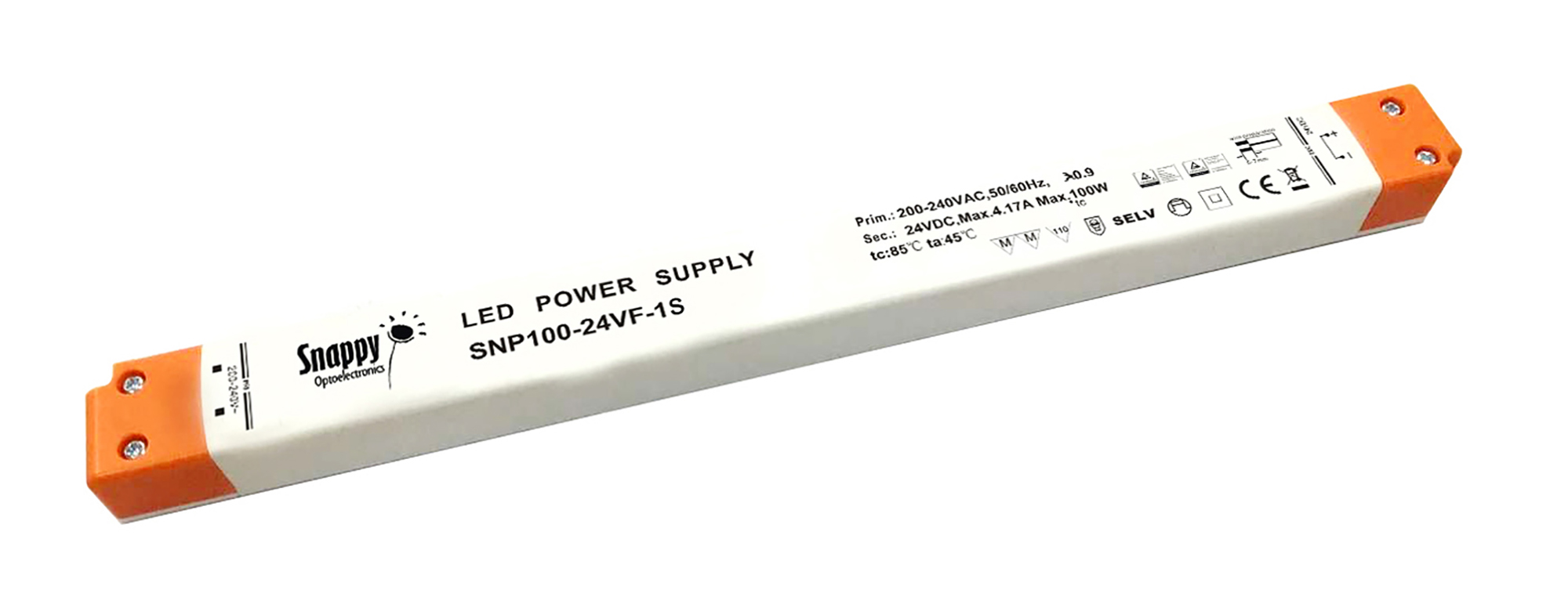 SNP100-24VF-1S  100W 321mm x 30mm x 18mm Constant Voltage Non-Dimmable LED Driver 24VDC 4.17A IP20.